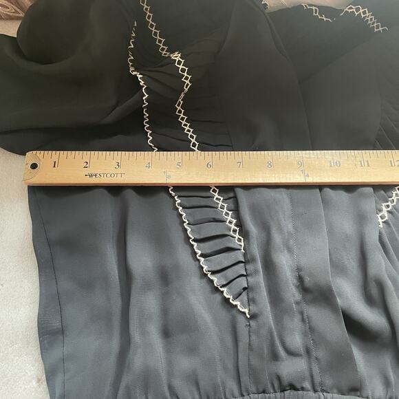 Vintage 70s Bonne Femme Paris Dress Junior 7 Black Ruffle Whimsigoth Sheer Fairy - Picture 5 of 11